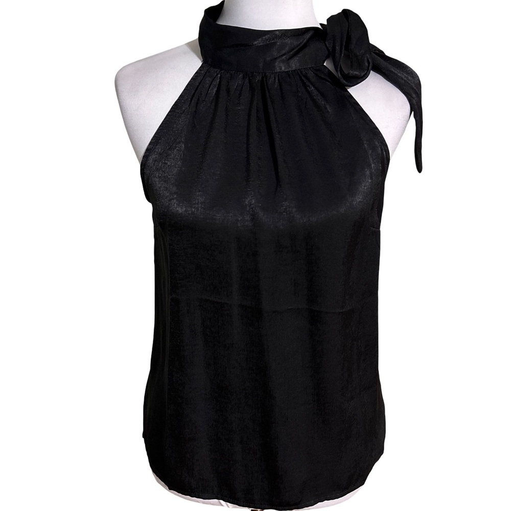Forever 21 Black Halter Blouse Satin